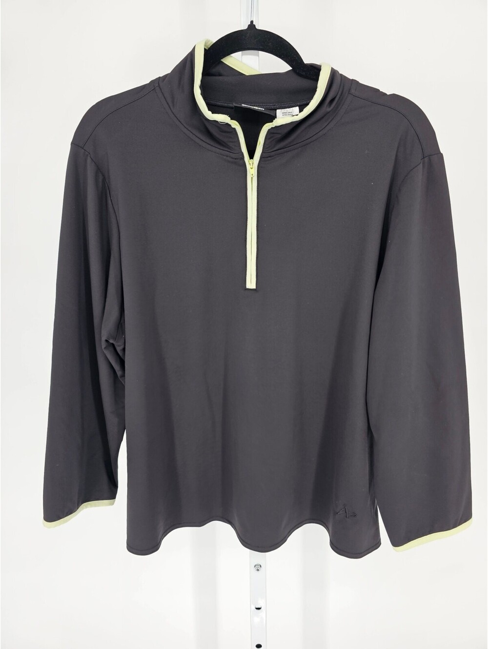 Athletech Womens Sz XL 1/2 Zip Athletic Jacket Black w/ Lime Trim